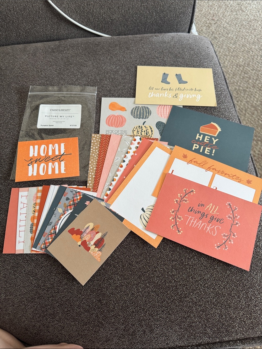 Assorted Fall Note Card Set — Orange & Cream Thanksgiving Designs - Picture 1 of 4